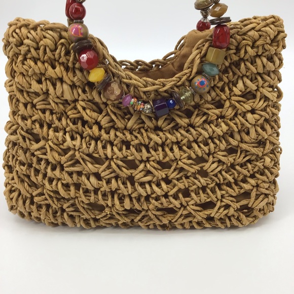 Cappelli Straworld Straw Bejeweled Handles Purse - Picture 3 of 16